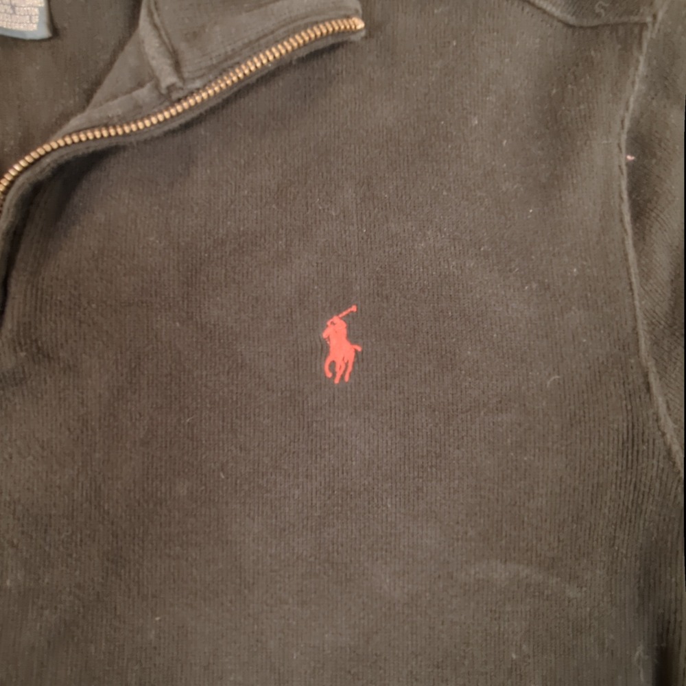 Polo Ralph Lauren Mens XL Black Quarter Zip Pullover‎ Cotton Knit Red Pony #2764 - Picture 3 of 5
